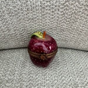 Limoges Hand Painted Collectible Apple Trinket Box